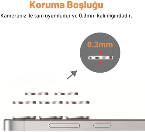 Safir Temperli Kamera Lens Koruyucu, Galaxy S25 Ultra ile Uyumlu (Titanyum Gümüş) - Görsel 3