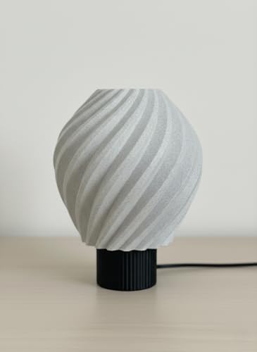 Designobee Lalezar Mermer Görünümlü Lamba- Modern Masa ve Gece Lambası – Ambiyans Lambası, Dekoratif LED Abajur, E14 Duy