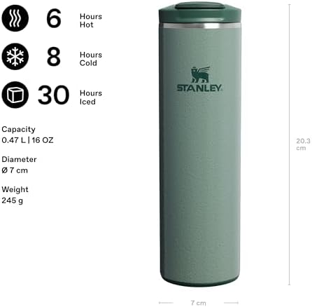 The Transit FlipTop Mug Termos Bardak, 0.47 L, Yeşil (Hammertone Green)