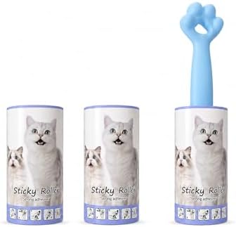 Alternative view of Kedi Patili Tüy Toplayıcı Sticky Roller Seti – 60 Yapraklı Güçlü Yapışkanlı Kullan At Bant + 2 Adet Yedek Rulo – Evcil Hayvan Tüyü, Toz ve Kıl Temizleyici Pratik Rulo (Mavi)