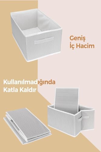 Alternative view of Dolap içi Pantolon Düzenleyici Saklama Kutusu Organizer (Beyaz - Gri Çizgili)