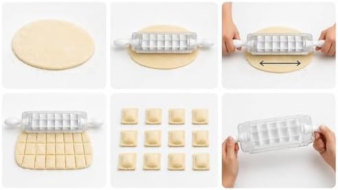 Kare Mantı Kesme Aparatı Hamur Kesici Merdane Çoklu 7 Bıçaklı Hamur Bölücü Mantı Ravioli Erişte Kesici Mutfak Hamur Şekillendirici Pratik Kesim Aracı Dayanıklı Plastik Ergonomik Saplı - Görsel 2