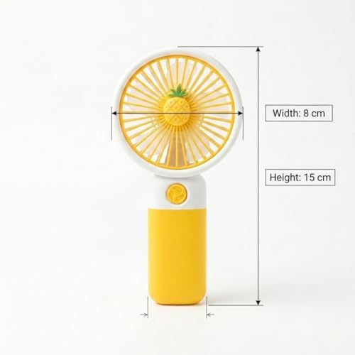 Alternative view of Mini-Fan Taşınabilir El Fanı, USB Şarjlı, 3 Kademeli Hız, Masaüstü Standlı, 16 cm, 3 Kademeli Hız Ayarlı, Ananas Desenli, Sarı