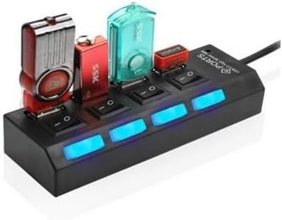 4 Port Usb 2.0 Hub Çoğaltıcı Çoklayıcı Switch Işıklı Anahtarlı - Görsel 3