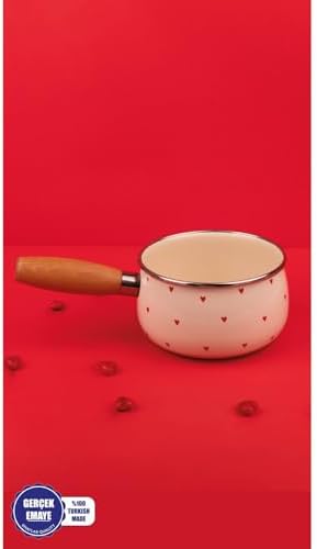 Cupid Ahşap Saplı Kalp Desenli Emaye Sos Tavası 16Cm 1,3 Litre (İndüksiyon Dahil Tüm Ocaklara Uygun) - Görsel 3