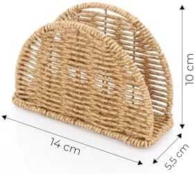 Boho El Yapımı Rattan Peçetelik - Masa Üstü ve Mutfak için Doğal Hasır Peçete Tutucu, Bohem Ev Dekoru, Yarım Ay Tasarım Dikey Peçete Standı