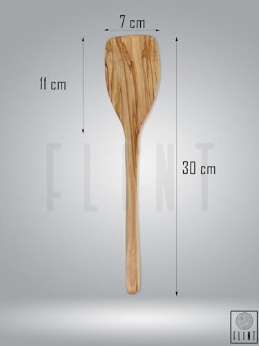Zeytin Ağacı Ahşap Spatula 30 cm El Yapımı Doğal Tahta Kaşık Mutfak Servis