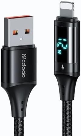 Ca-1060 Lightning Dijital Göstergeli Data-Şarj Kablosu 3A 1.2M, Siyah