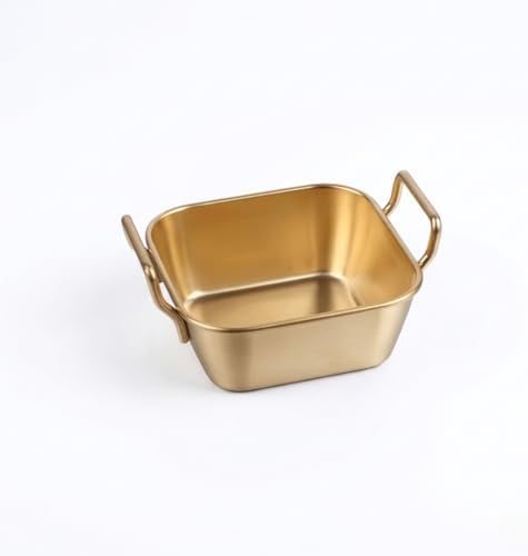Alternative view of Paslanmaz Çelik Kulplu Sunum Kasesi - Atıştırmalık, Sosluk ve Servis Kabı - Mat Altın & Gümüş Renk Seçenekleri (Kare Gold)