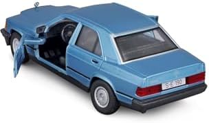 Burago Mercedes-Benz 190E 2.6 1987 Model Araba, 1:24 Ölçek, Mavi, Diecast Metal Oyuncak - Görsel 3