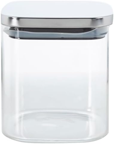 450 ml Metal Kapaklı Borosilikat Cam Kavanoz, Silikon Contalı Kuru Gıda Saklama Kabı, Kahve Çay Baharat Kuruyemiş İçin Şeffaf Cam Erzak Kabı, 10 x 10 x 10 cm, 1 Adet - Görsel 2