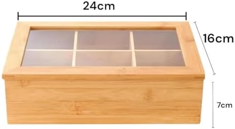 Alternative view of Bambu Çay Kutusu 6 Bölmeli, Şeffaf Kapaklı Çay ve Bitki Çayı Saklama Kutusu, Doğal ve Dayanıklı Tasarım