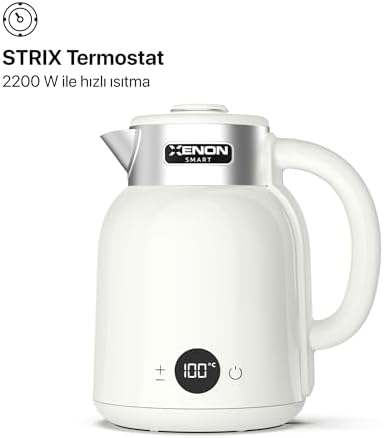 Xenon Smart Akıllı Kettle Paslanmaz Çelik Çift Katmanlı Wi-Fi Mobil Uygulama ile Uzaktan Kontrol Edilebilen Otomatik Kapanma Hızlı Kaynatma Kaçak Akım Korumalı Su Isıtıcı 1.5 Lt (Krem) X7101 - Görsel 3