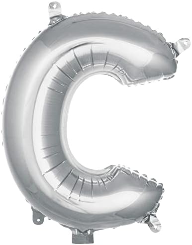 C Harfi 16 İnç Gümüş Renk Folyo Balon 36 CM (Gümüş)