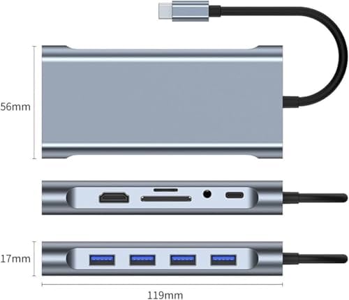 Alternative view of Plentiful TYPE-C Hub 11in1 USBC 4K HDMI,VGA,USB3.0,Ethernet,SD/TF AUX Macbook Pc Çoklayıcı Çevirici Dönüştürücü