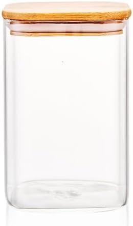 1100ml Sızdırmaz Vakumlu Bambu Kapaklı Borosilikat Cam Kavanoz – Hava Geçirmez & Dayanıklı Gıda Saklama Kabı (10cm x 17cm) - Görsel 3