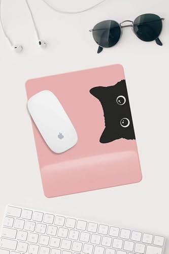 Alternative view of HobiShop(105) Pembe Kedi Çizimli Bilek Destekli Dikdörtgen Mouse Pad Mouse Altlığı. Pembe