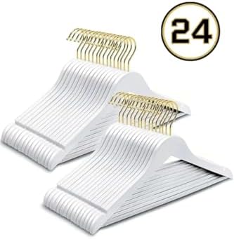 24 Adet Beyaz Gold Kancalı Plastik Elbise Askı