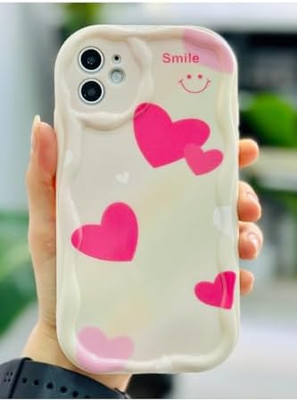 Alternative view of Iphone 11 ile Uyumlu Dalgalı SMİLE KALP Tasarımlı Baskılı Esnek Silikon Kılıf