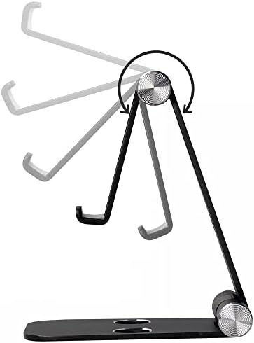 Komple Alüminyum Ayarlanabilir Ergonomik Katlanabilir Oynar Başlıklı Kaymaz Zemin Tabanlı Ergonomik G50 Telefon Tutucu Standı Desk Holder (Siyah) - Görsel 3