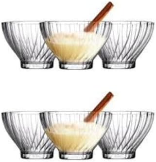 Cam Kase Seti – Çizgili Desenli, 6’lı Servis ve Tatlı Kasesi, Salata, Meze, Çerez ve Dondurma İçin Şık Sofra Gereci - Görsel 3