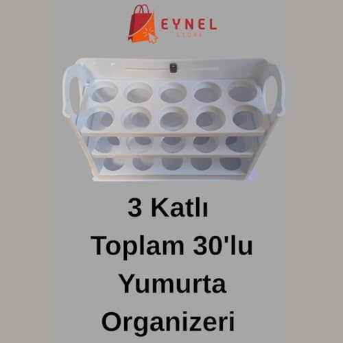 3 Katlı Yumurtalık Buzdolabı Organizeri Saklama Kabı 30 Bölmeli Raflı Yumurta Kutusu Düzenleyici (1, Beyaz) - Görsel 3