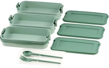 Alternative view of Demirdengelsin 3 Katlı Beslenme Kutusu, Yemek Taşıma Kabı, Kaşık Çatal Dahil, Sefer Tası, Yeşil, 420 ml, BPA-Free