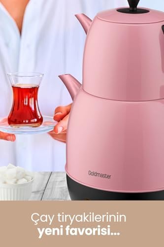 Alternative view of Demlika Pembe XL Geniş Hazneli Damlatmaz Paslanmaz Çelik Çay Makinesi ve Su Isıtıcısı, 2 Litre Hazne, 1,4 Litre Demlik