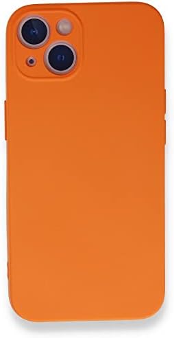& AKSESUAR iPhone 13/14 ile Uyumlu İçi Kadife Dışı Mat Yapıya Sahip Kamera Korumalı Lansman Silikon Kılıf (Turuncu) - Görsel 2