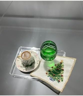 Linda Mia Boncuklu Yılbaşı Ağacı Kahve Fincanı Altlığı - 1 Adet Yeni Yıl Kokteyl Peçetesi