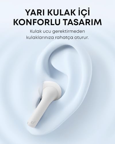 Soundcore by , K20i Kulak İçi Kulaklık, 36 Saat Çalma Süresi, Hızlı Şarj, Konforlu Uyum, ENC 2-Mikrofon ile Net Çağrılar, Özelleştirilebilir EQ, IPX5, Bluetooth 5.3, Uygulama Kontrol, Beyaz