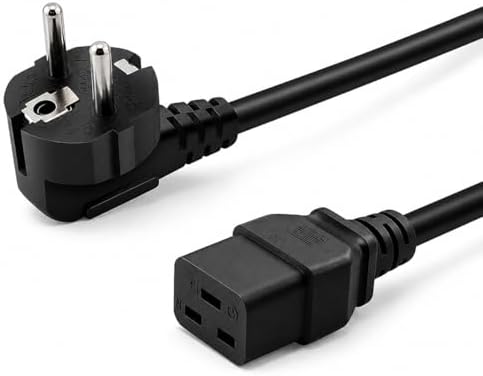 Alternative view of PX-SRV5 5 Metre 3x1.5mm C19 Server Power Kablo, Full Bakır C19 Schuko Güç Kablosu, 16A 250V Sunucu PDU UPS Veri Merkezi Güç Bağlantı Kablosu, Siyah
