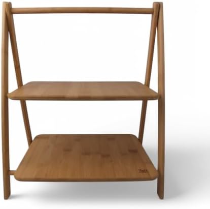 2 Katlı Dikdörtgen Bambu Servis Sunum Seti Büyük Boy, Kuru Pasta, Kurabiye ve Kek Sunumları İçin Büyük Boy (38cm-30cm-22.5cm) - Görsel 3
