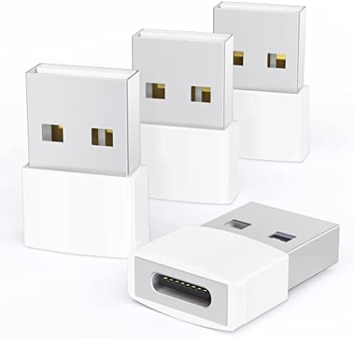 USB - USB C Adaptörü 4 Paket, Tip C Dişi - USB Erkek Dönüştürücü Güç Şarj Kablosu Adaptörü MagSafe Apple Watch Serisi 10/SE/Ultra 2 iPhone 17 E Air Pro Max AirPods Pro ile Uyumlu, Beyaz