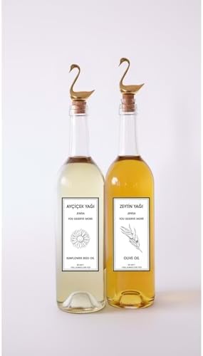 Alternative view of Altın Kuğu Akıtmaz Tıpalı Dibi Çukur Şeffaf Cam Şişe 2'Li 750 Ml Yağdanlık Yağlık