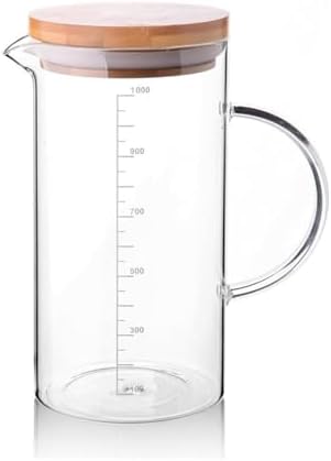 1000ml Bambu Kapaklı Cam Ölçü Kabı – Dayanıklı ve Şeffaf Sıvı & Kuru Malzeme Ölçme Kabı | Mutfak İçin Hassas Ölçüm ve Saklama Çözümü 1000ml - Cam Sürahi Ölçü Kabı - Görsel 3