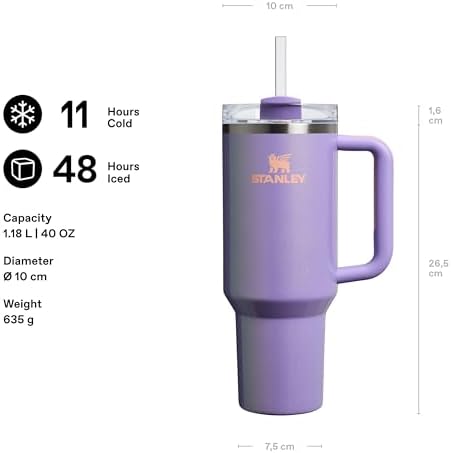 Pipetli Termos Bardak, 1.18 Litre, Parlak Lila (Periwinkle Shimmer) | 11 saat soğutur. - 48 saat. Buz soğutmalı – pipet, sap ve kapaklı – bulaşık makinesinde yıkanabilir – BPA içermez - Görsel 3