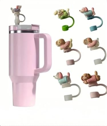 Alternative view of 1 Adet (Rastgele gönderim) Sevimli Köpek Figürlü Silikon Pipet Kapağı,  ile Uyumlu Pipet Tıpası Pipet Başlığı