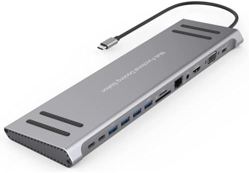 14in1 Type-C to Dock İstasyonu 14'ü 1 arada HDMI VGA PD(3.0), 4 * USB, 2 * USB C, 10 / 100M Gigabit 14 in 1 Macbook Uyumlu Adaptör 9199A