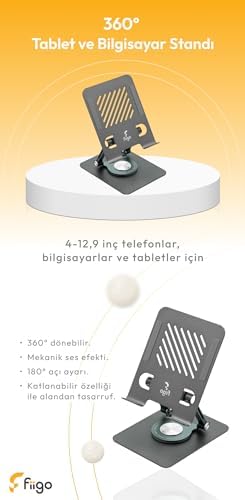 Alternative view of fiigo 360 Derece Dönebilen Tablet ve Telefon Standı Metal Grey