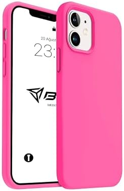 iPhone Kılıf İnce Sıvı Silikon 3 Katmanlı Tam Kaplamalı Yumuşak Jel Kauçuk Kılıf Kapak (Parlak Pembe, iPhone 11)