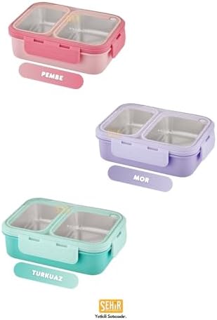 Alternative view of 700ml Lunchbox Tek Katlı 2 Bölmeli Çelik Sefer Tası Yemek Kutusu (Turkuaz)