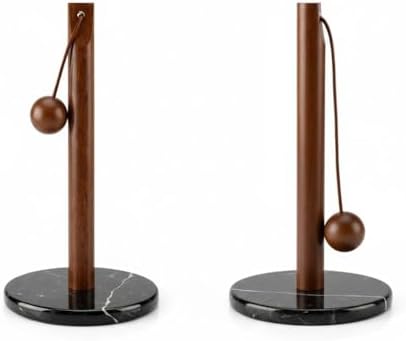 Akasya ve Bambu Ahşap Dik Kağıt Havluluk - Devrilmeyen Geniş Tabanlı Tezgah Üstü Rulo Havlu Standı - Modern ve Doğal Mutfak Düzenleyici (Mermer Tabanlı)