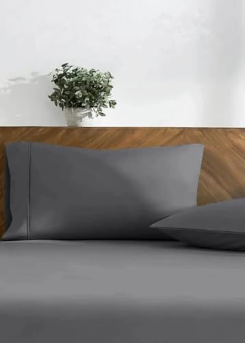 %100 Pamuk 2'li Yastık Kılıfı 50x70 cm Antrasit Gri