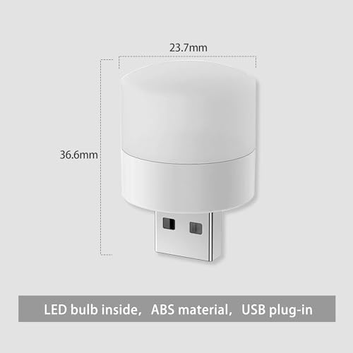 Xspring USB Işığı, 6 Adet Mini USB LED Gece Lambası, RGB Taşınabilir Ortam Aydınlatması, Yatak Odası, Koridor, Kamp, Okuma ve Uyku İçin (Beyaz Işık)