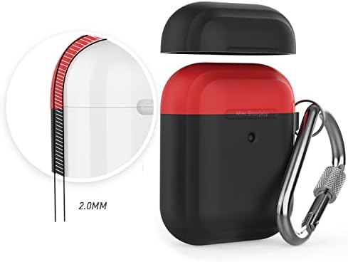 Alternative view of AirPods 1–2 Nesil Uyumlu Silikon Kılıf – Mat Yumuşak Doku, Darbe Emici, Karabinalı Kemer Klipsi, Kablosuz Şarj Destekli, Yedek Üst Kapak Hediyeli Siyah