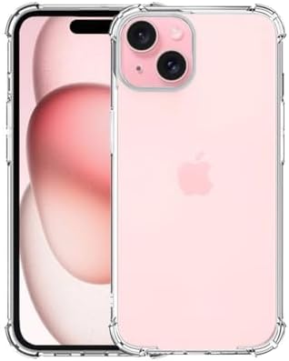 Apple iPhone 15 Kapak Kamera Bölümü Açık Antişok Airbag Köşe Korumalı Silikon Şeffaf Kılıf