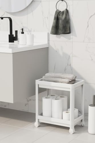 Alternative view of Mithra Life 2 Katlı Tekerlekli Tezgah Altı Beyaz Banyo Mutfak Rafı MIT1119