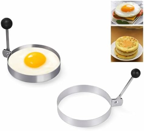 Kalp,Yıldız,Yuvarlak Şekilli Yumurta Kalıbı Saplı – Saplı Omlet ve Pancake Şekillendirici Kalıp | Yapışmaz Tavaya Uyumlu, Burger, Sandviç, Omlet ve Pancake İçin Pişirme Halkası (3 Lü Set) - Görsel 3