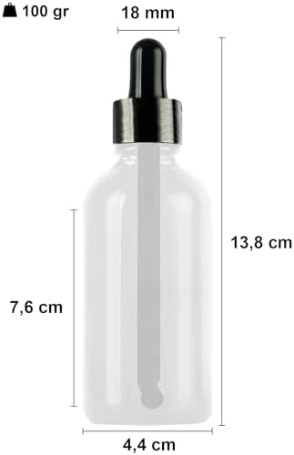 Alternative view of 100 ml Metal Kapaklı Damlalık Dropper Şişesi Serum 100 cc Cam Şişe 6 Adet (Siyah Kapak, Şeffaf)